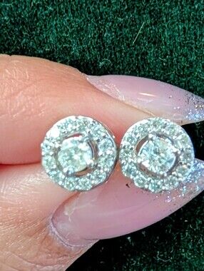 Helzberg Diamonds Sparkling Halo Stud Earrings - White